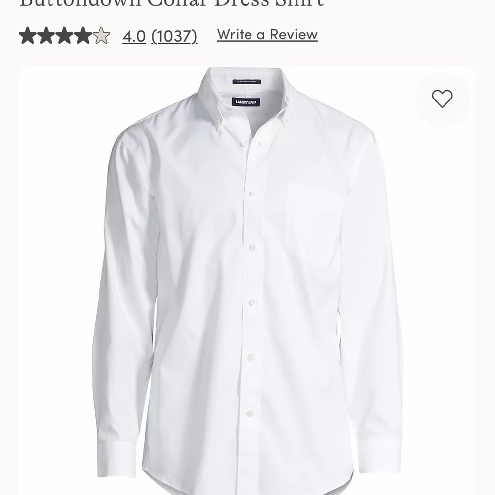 Lands' End Men's Crisp White Button-Down Shirt